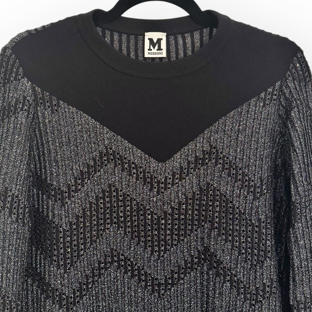 MISSONI $745 Retail Bicolor Mesh Long Sleeve Lurex Dress, Size 38 (US 6/8) - Picture 6 of 16